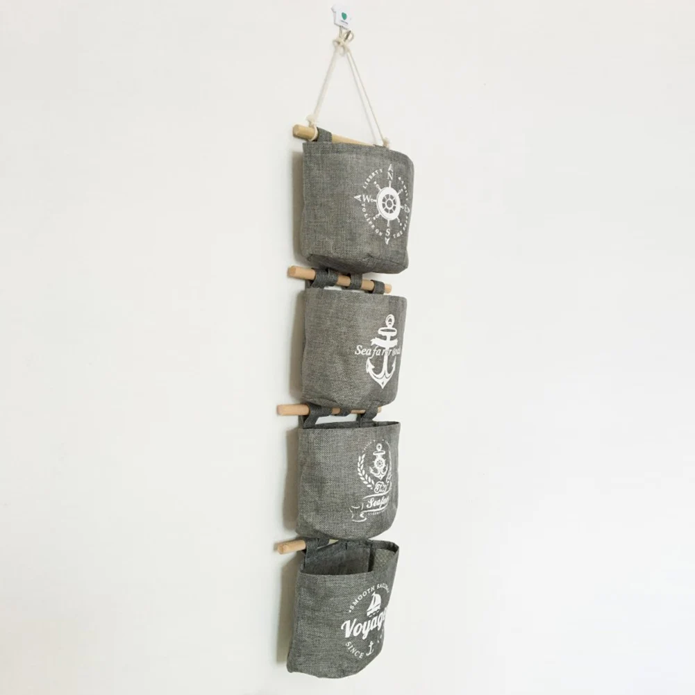 Storage Basket Wall-mounted Hanging Bag Waterproof Cotton Linen Sundries Underwear Toy Box Cosmetic Book | Дом и сад