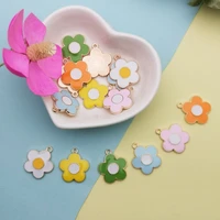 10pcslot fashion five petal flower enamel charms for jewelry making fashion charm earring pendant enamel flower charms