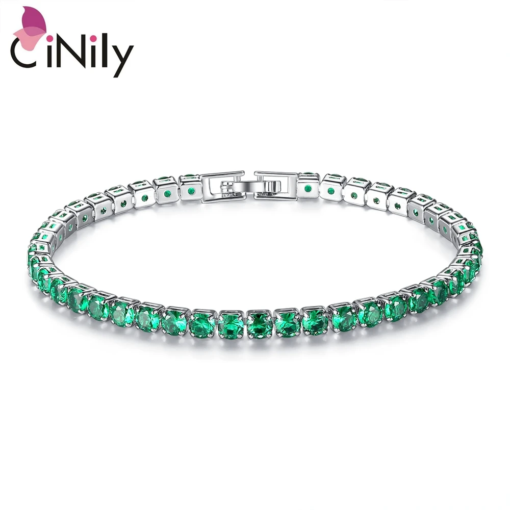 Женский браслет цепочка CiNily Подарочный с голубым зеленым и белым камнем