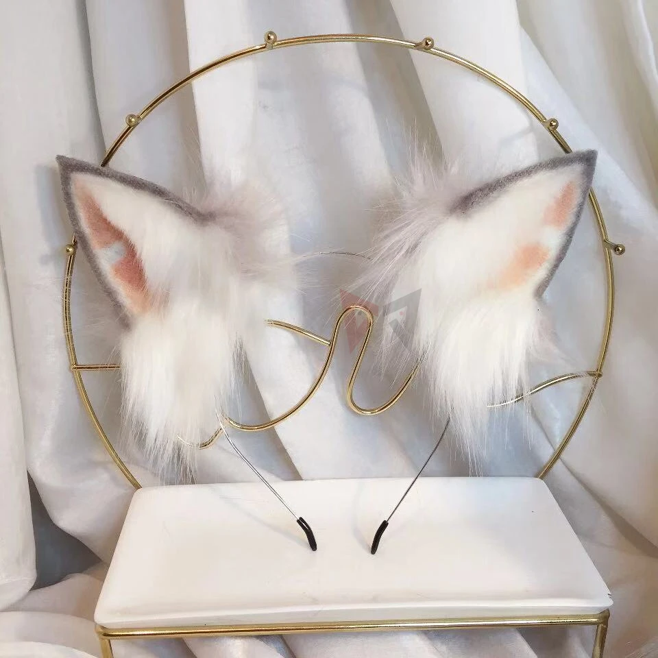 MMGG Серый Маленький молочный Волк уши обруч волки кошки Neko лиса стиль головные уборы индивидуальный заказ