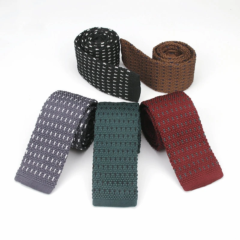 

Vintage Smart Casual Mens Solid Skinny Knit Tie for Groom Various Colors