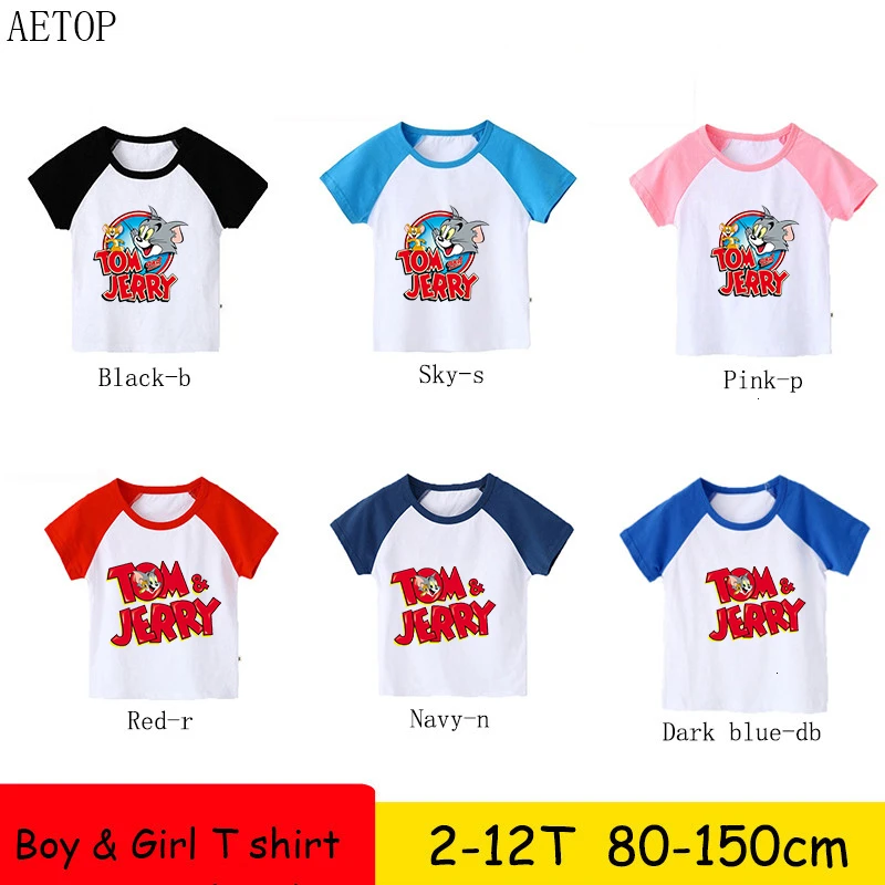 Оптовая продажа футболки с коротким рукавом для мальчиков и девочек Том Джерри