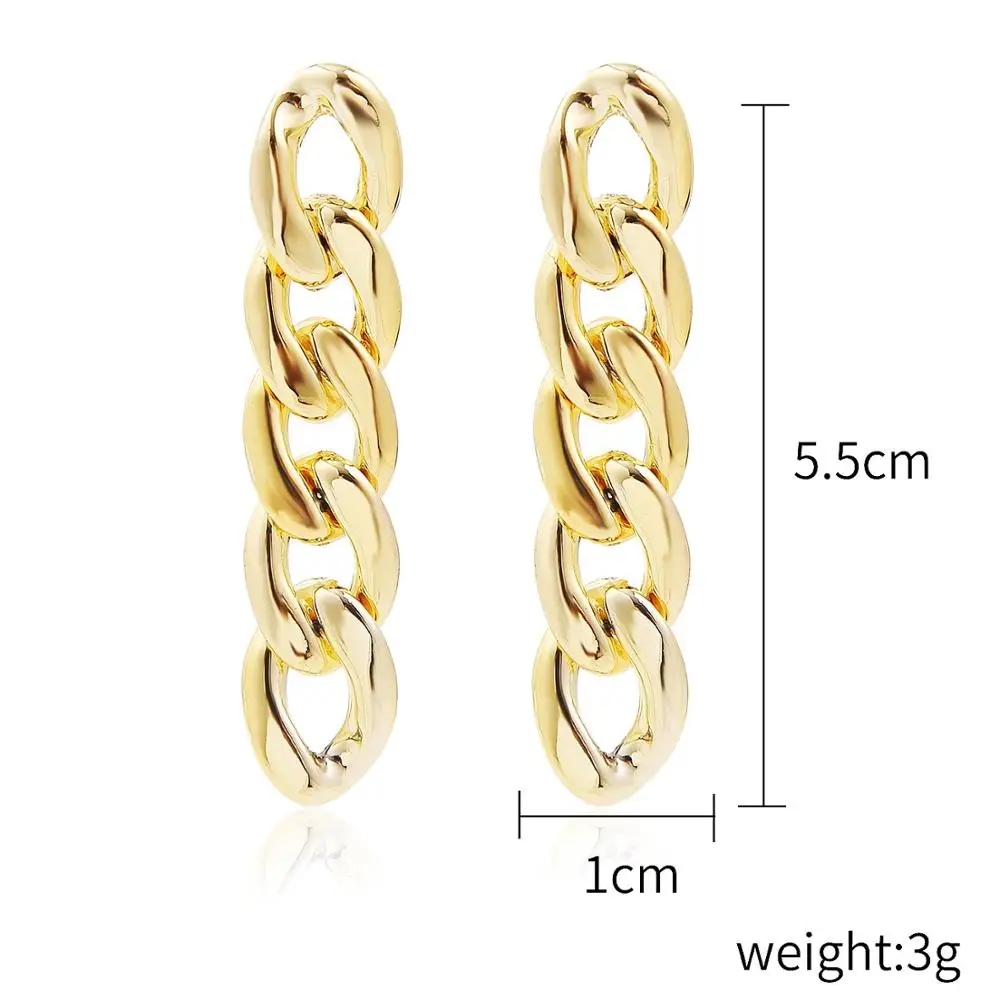 

Hot Sale Gold Silver Color Geometry Linked Chain Drop Earrings Hyperbole Long Tassel Earrings For Women 2020 Trendy Jewelry