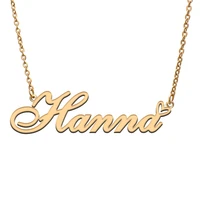 love heart hanna name necklace for women stainless steel gold silver nameplate pendant femme mother child girls gift
