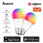 Умная Светодиодная лампа Zigbee Tuya, 9 Вт, E27, с регулировкой яркости