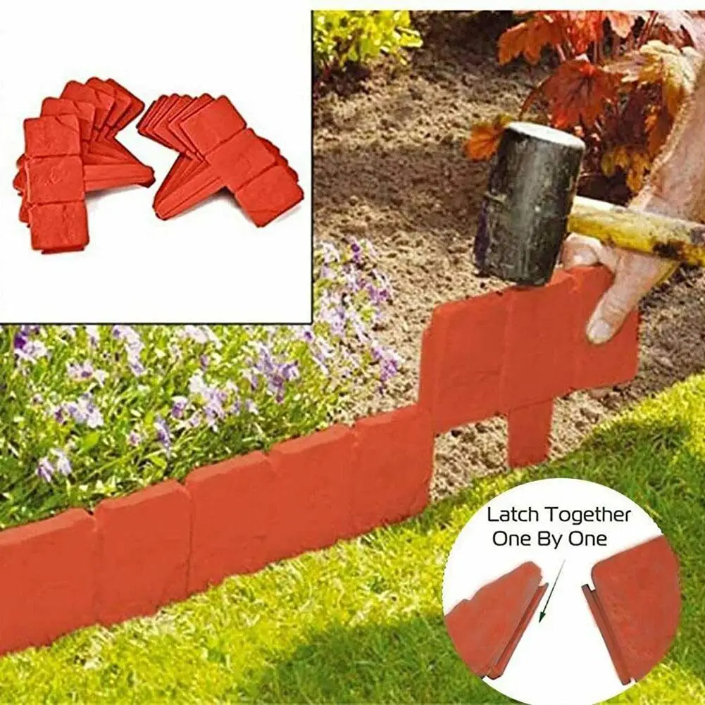 

20Pcs Imitation Stone Lawn Grass Edging Garden Plant Flower Bed Border Fence