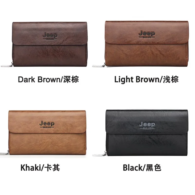 

High Quality Leather Men Clutch Bags Casual Business Wrist Bag Man Long Money Wallets Male Credit Card Pocket Dark Brown Purse