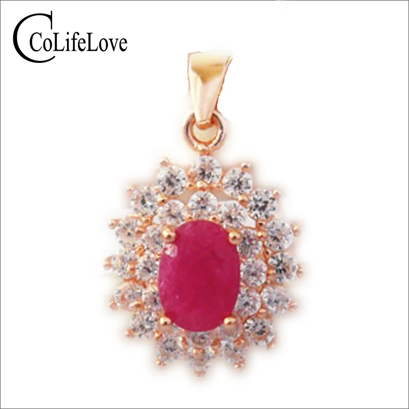 Подвеска из серебра 925 пробы с натуральным Рубином 5 х7 мм | Украшения и аксессуары