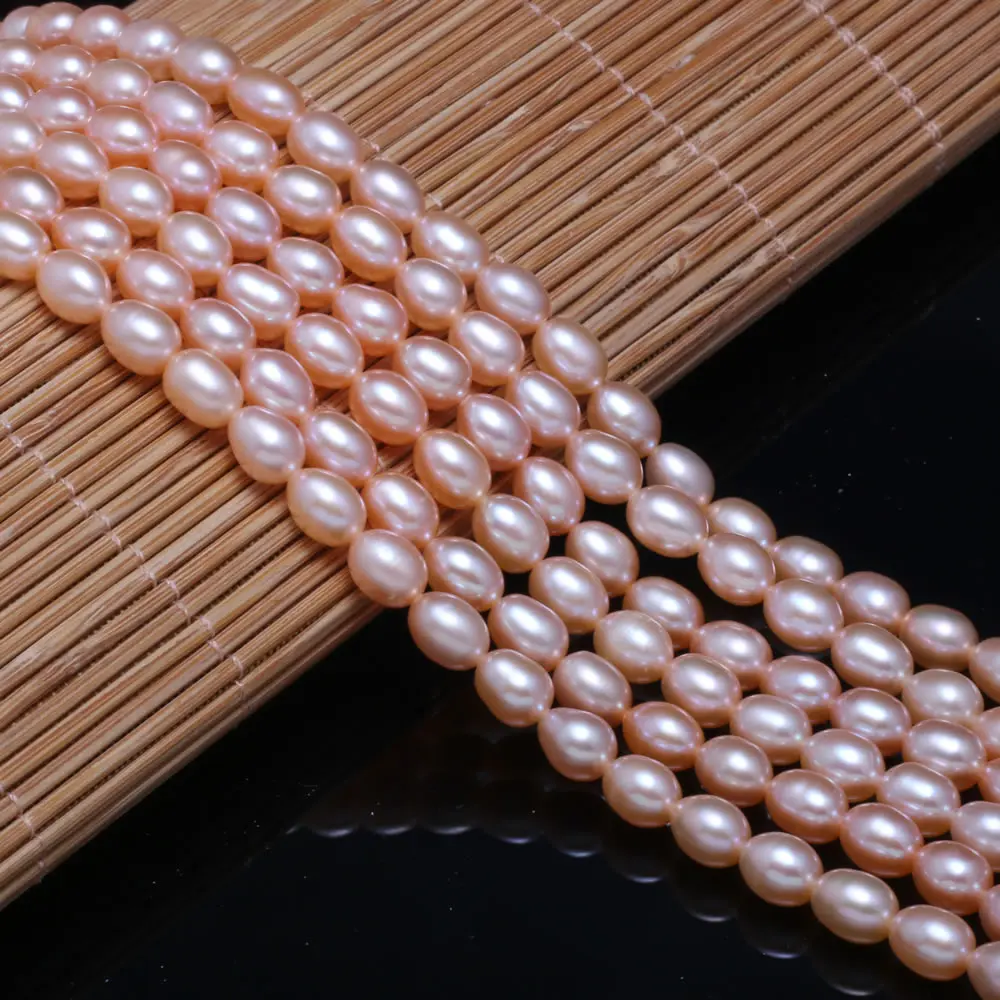 

Fine 100% Natural Freshwater Pearl Oval Shape Beads for Jewelry Making DIY Bracelet Necklace Size 5-6mm