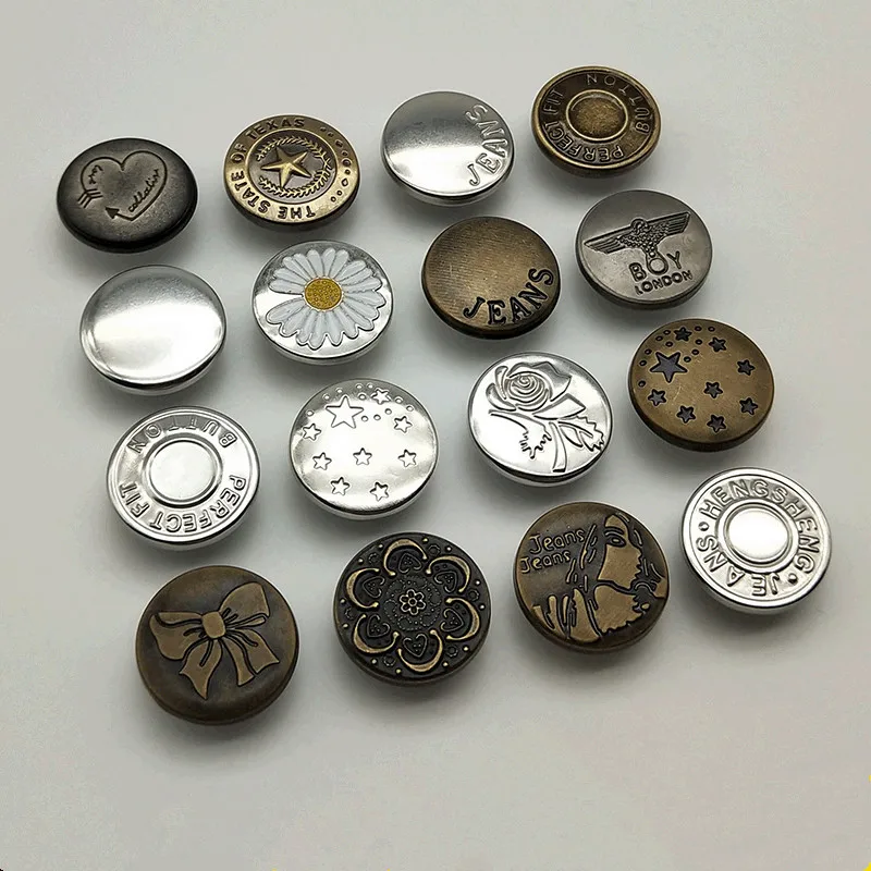 

50pcs/wrapped Metal Jersey Buckle Nail Free Removable Decorative Buckle Jeans Strap Screw Jersey Buckle