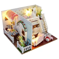 doll house with dust cover toys for children casa gifts miniature diy puzzle toy model wooden oys birthday gifts
