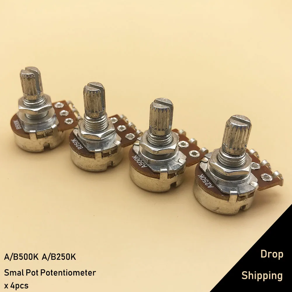 4 stücke lange split welle elektrische gitarre potentiometer töpfe volume tone control töpfe a250k b250k a500k b500k free global shippi