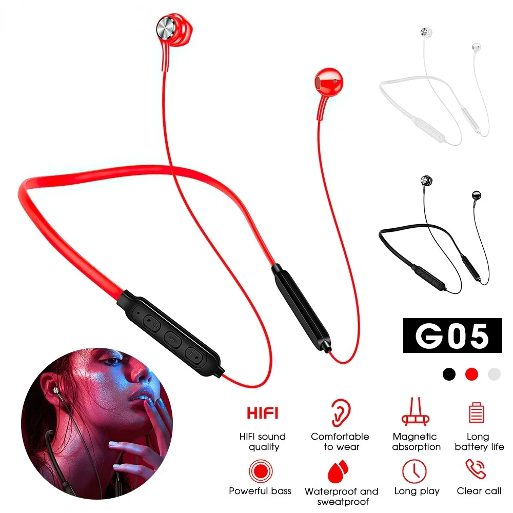 

Беспроводные спортивные Bluetooth-наушники, Hi-Fi стереонаушники, магнитные водонепроницаемые стереонаушники с микрофоном для телефона