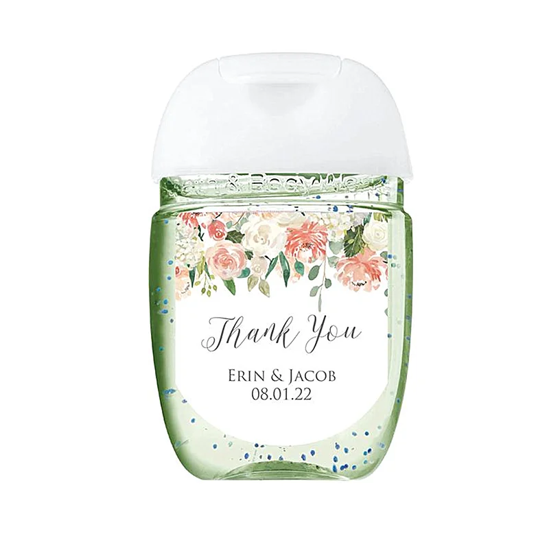 

Ярлык с надписью Thank You на заказ, индивидуальная наклейка на свадьбу, медовый месяц, дезинфицирующее средство для помолвки, персиковая Цвето...