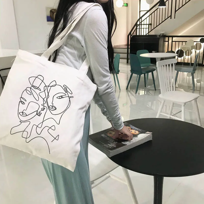 

Женские сумки С Простыми линиями, многоразовые сумки для покупок, сумки для покупок, милые повседневные вместительные сумки для покупок в с...