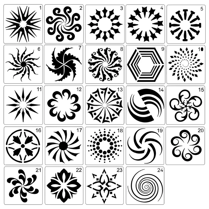 

24Pcs Kids Datura Flowers Drawing Molds Plastic Children Painting Stencils DIY P K3KB