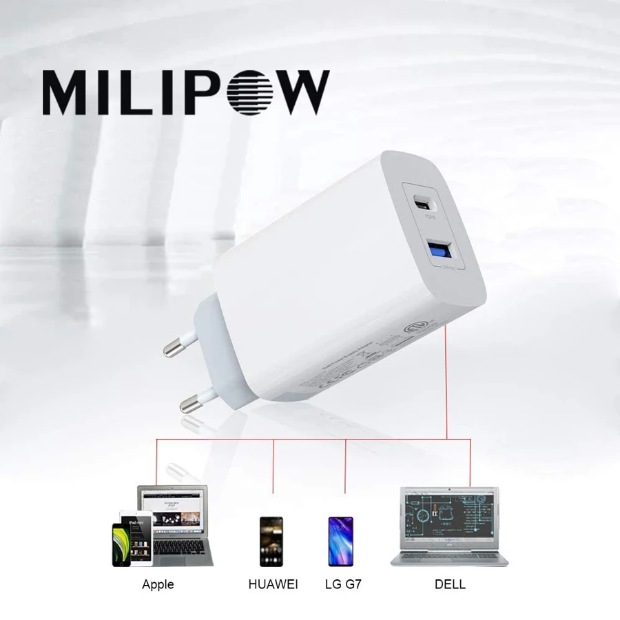 

[GaN Tech] PD 61W Power Delivery USB C Wall Charger Quick Charge Compatible with MacBook Pro / Air, iPad Pro, Galaxy, Pixel