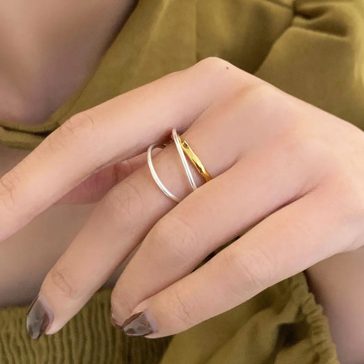 

Multi-layer Gold Silver Color Small Round 3 Pieces Set Of Rings For Women Korean Japanese Style Fashion Jewelry Gift
