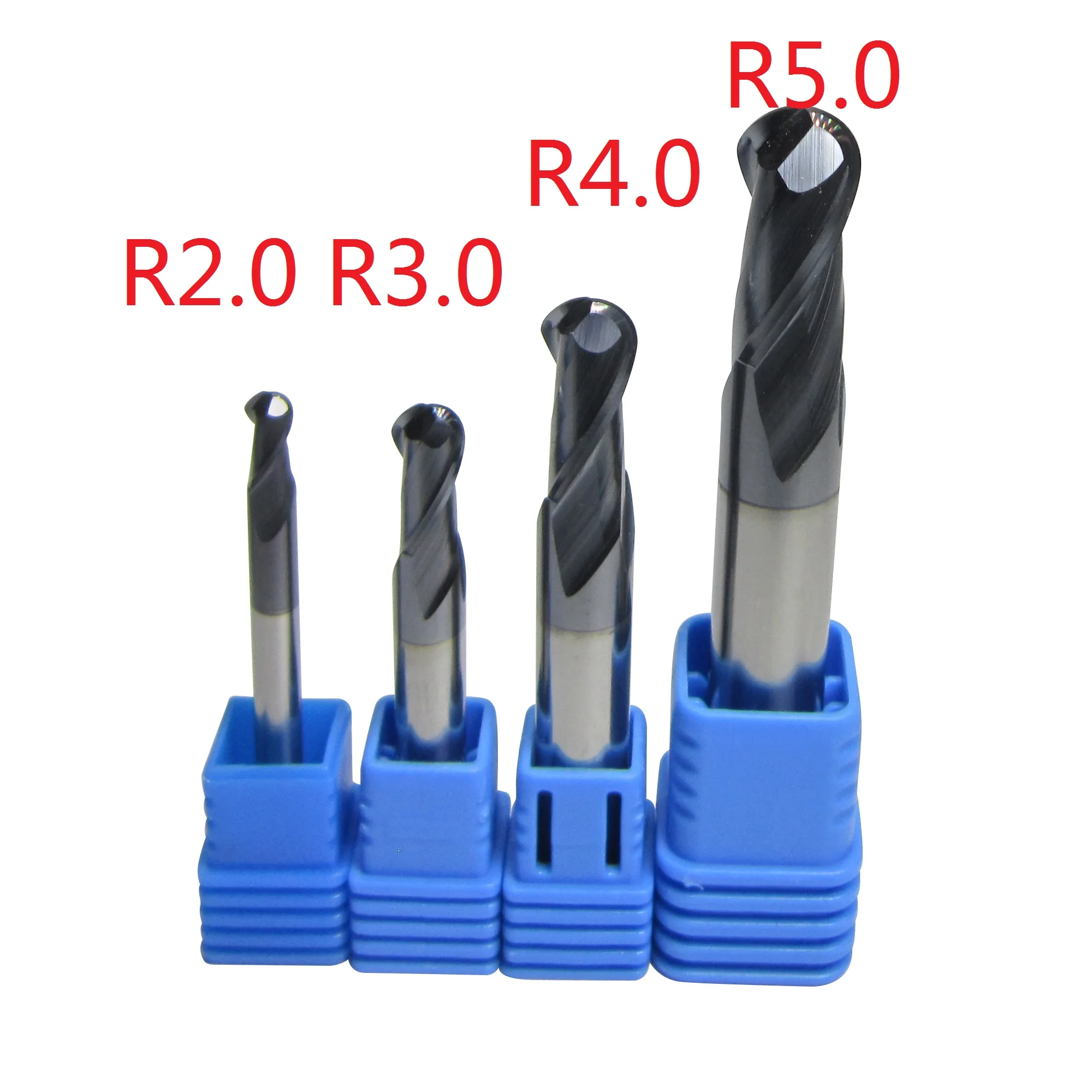 Набор концевых фрез HRC45 вольфрамовые сферические 2 канавки 4 шт. диаметр мм 6 8 10 для