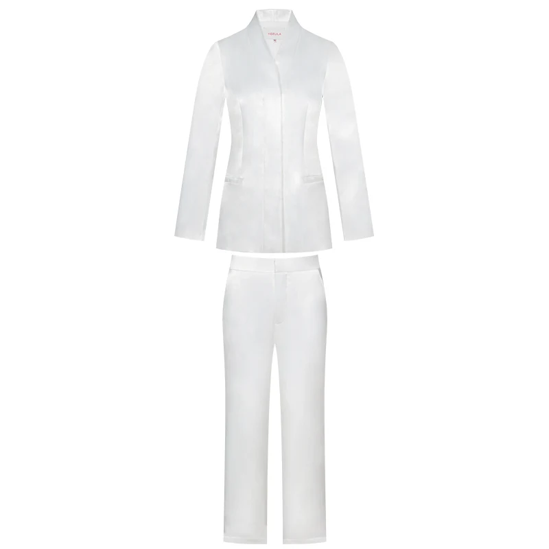 YIGELILA New Fashion White Suits V-neck Full Sleeves With Belt Suits High Quality Office Lady Suits 91029+5927