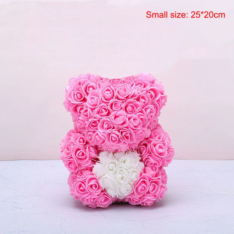 Small Pink Прямая поставка 40 см с сердцем большой красный медвежонок Teddi цветок розы искусственные украшения Рождественские подарки для женщин подарок на день Святого Валентина - Цвет: Small Pink