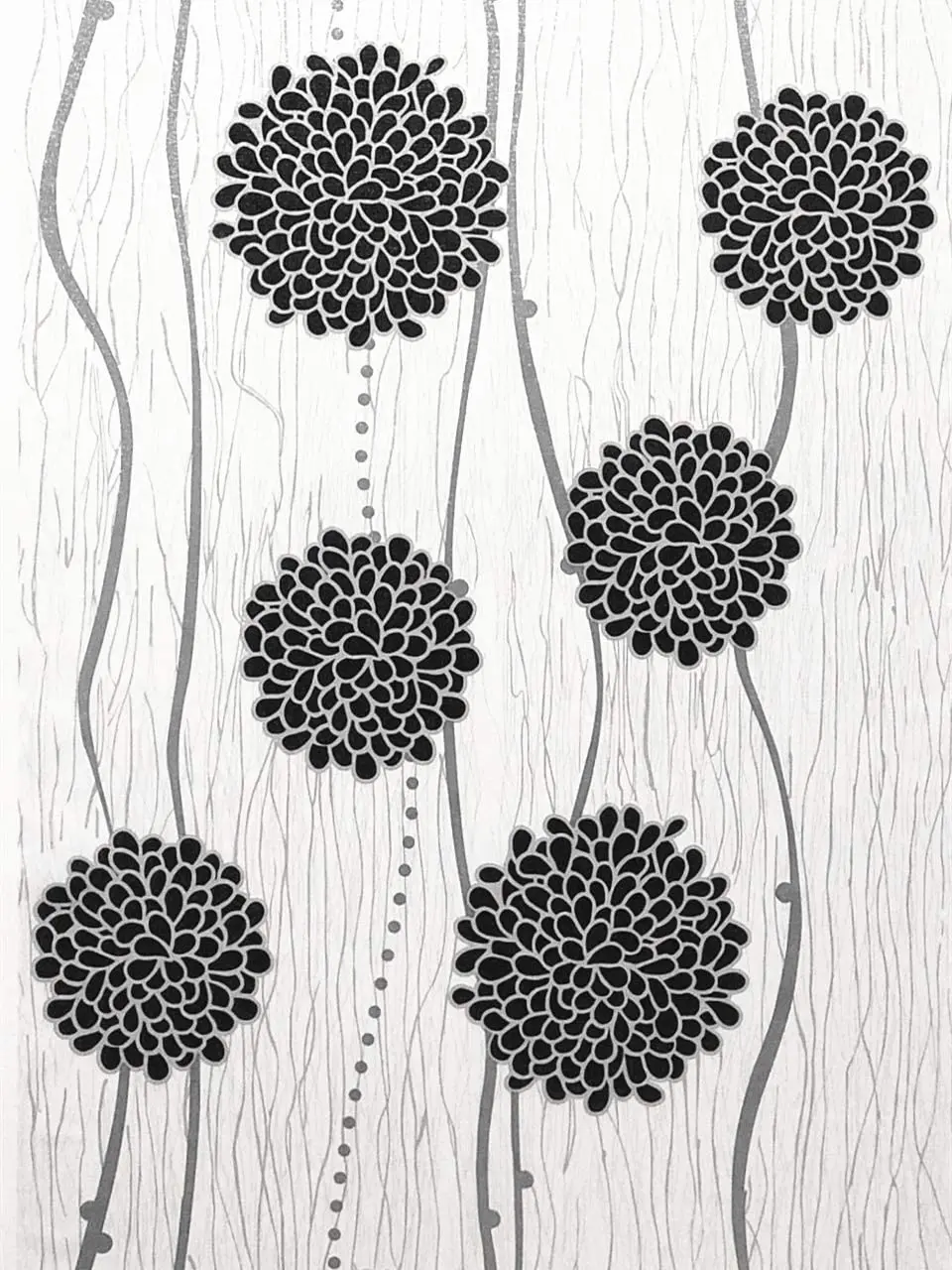 

Peel And Stick Metalic Sliver/Black/White Stripes Floral Wallpaper Wall Decor Vinyl Self Adhesive Contact Paper Home Decorative