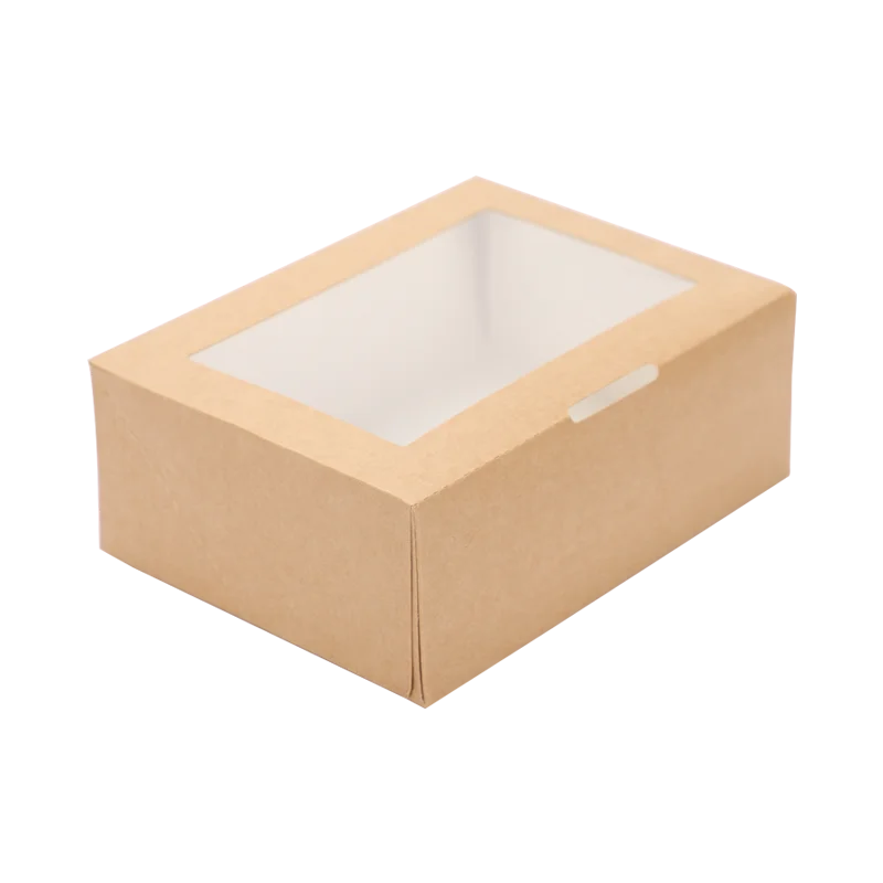 

50pcs Kraft paper disposable lunch box fruit salad dessert high-grade food box fried chicken takeout packaging box with window