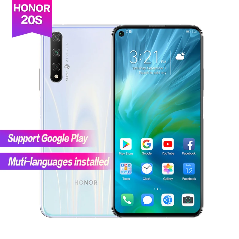 Honor 20s 6,2" полный экран 6x зум смартфон 6 ГБ 8 ГБ 128 Гб Поддержка Google Global rom 2340x1080P 48MP 32 Мп задняя 3 камеры