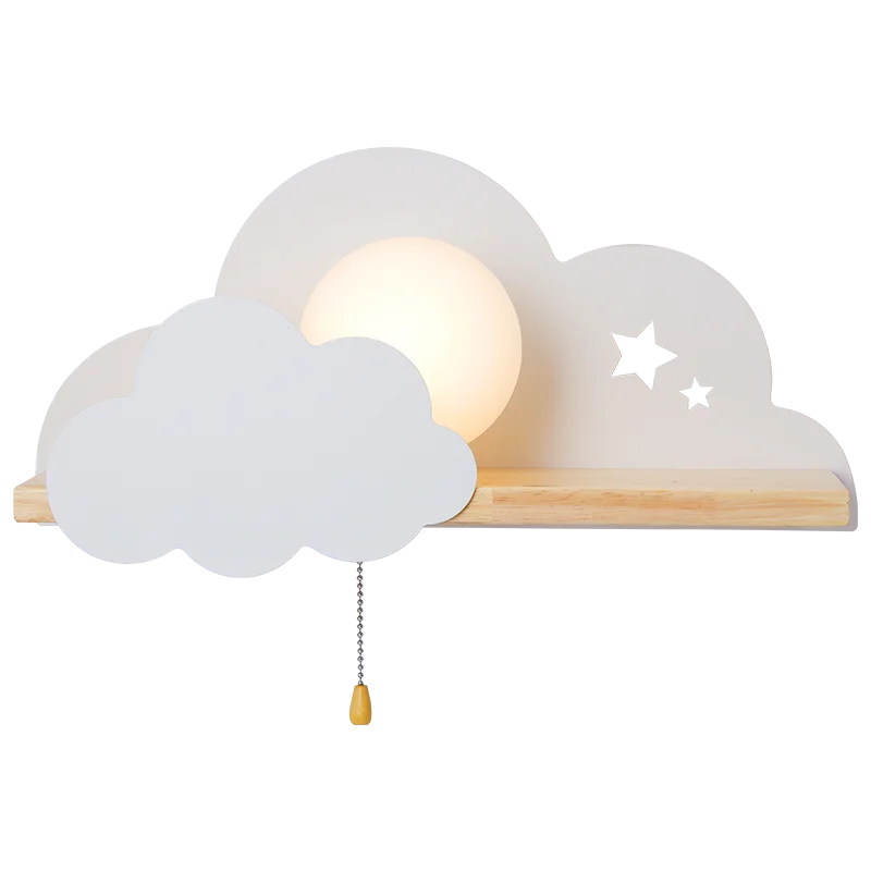 

Children LED Wall Lamp For Bedroom Glass Lampshade Cloud Metal Cartoon Boys Bedside Lighting Kids Room Girls Wall Sconce wy12253