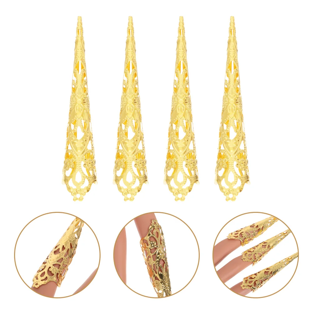 

8Pcs Fingernail Claw Nail Rings Costume Props Belly Dance Accessory