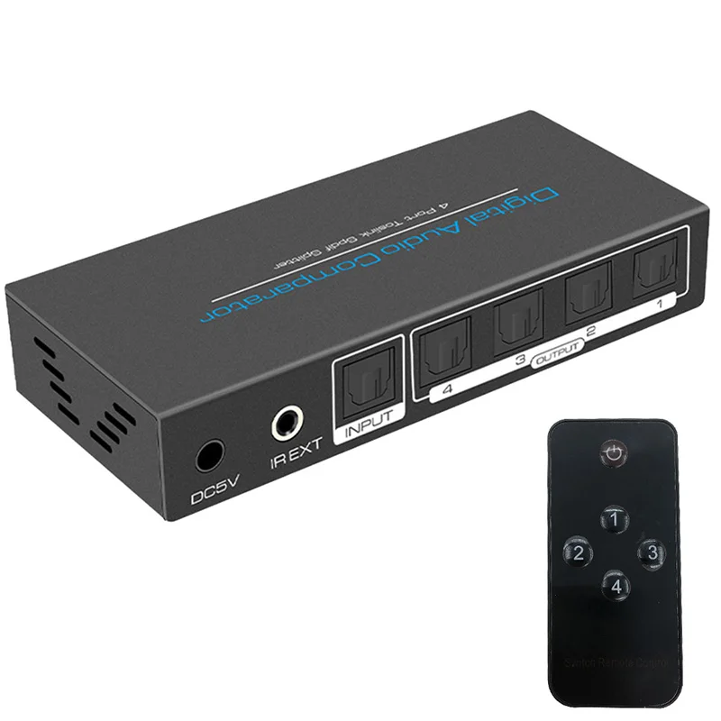 Цифровой оптический аудио коаксиальный SPDIF TOSLINK коммутатор 4X1 с ИК toslink selctor