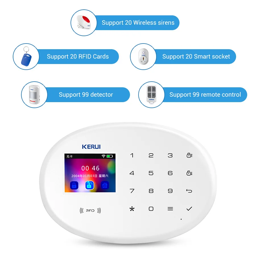 Система сигнализации KERUI W20 с поддержкой Wi-Fi и GSM 2 4 дюйма | Безопасность защита