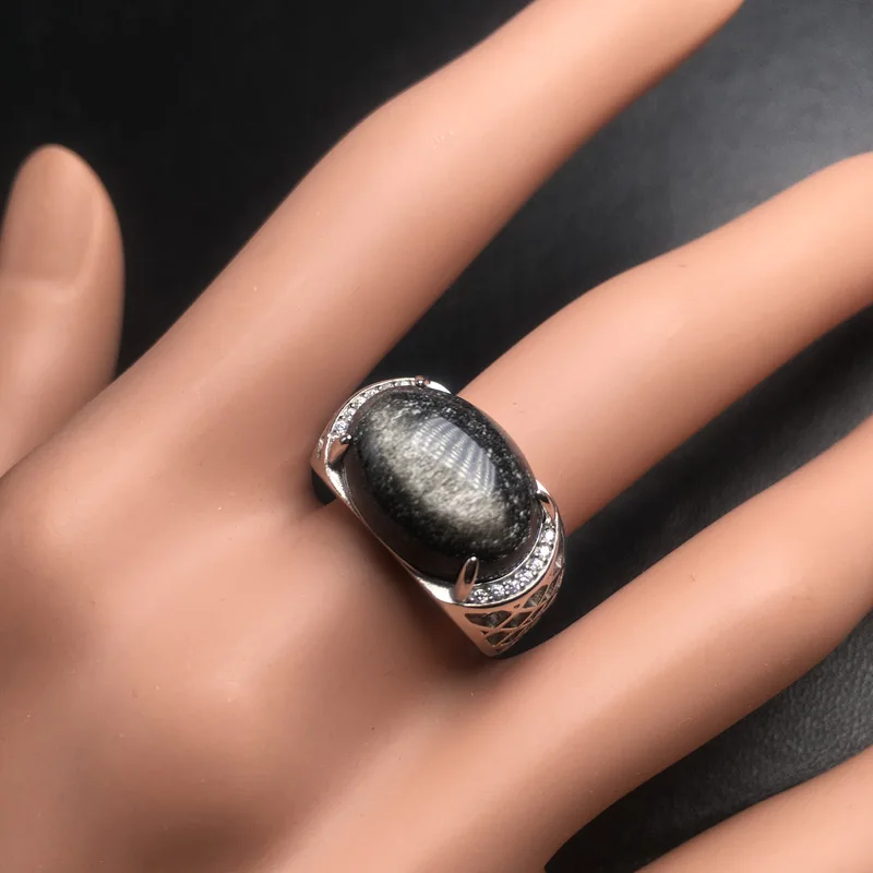 Мужские и женские кольца с обсидианом CSJ ювелирные украшения из серебра 925 пробы