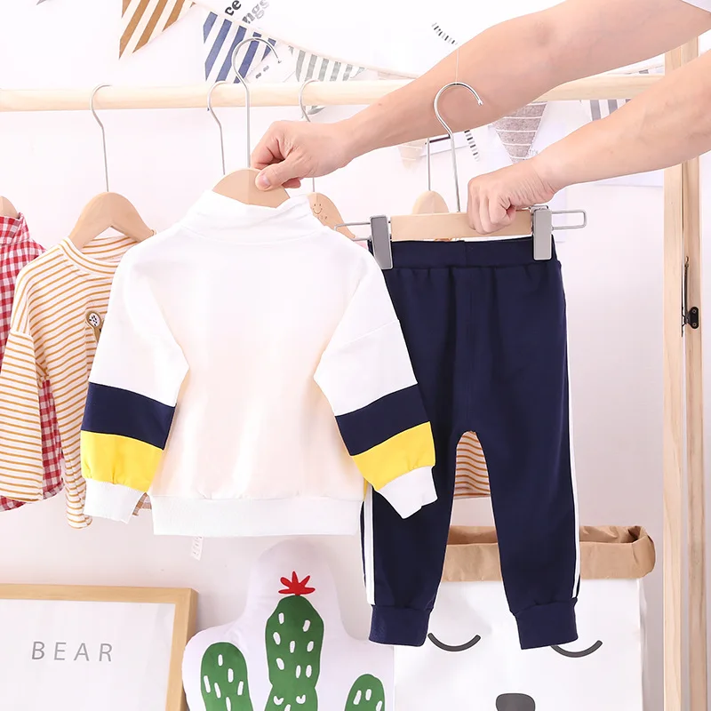 2020 new baby boys&ampgirls spring autumn fashion letter printing Color matching top+pants 2pcs casual sport suit Children clothes | Детская