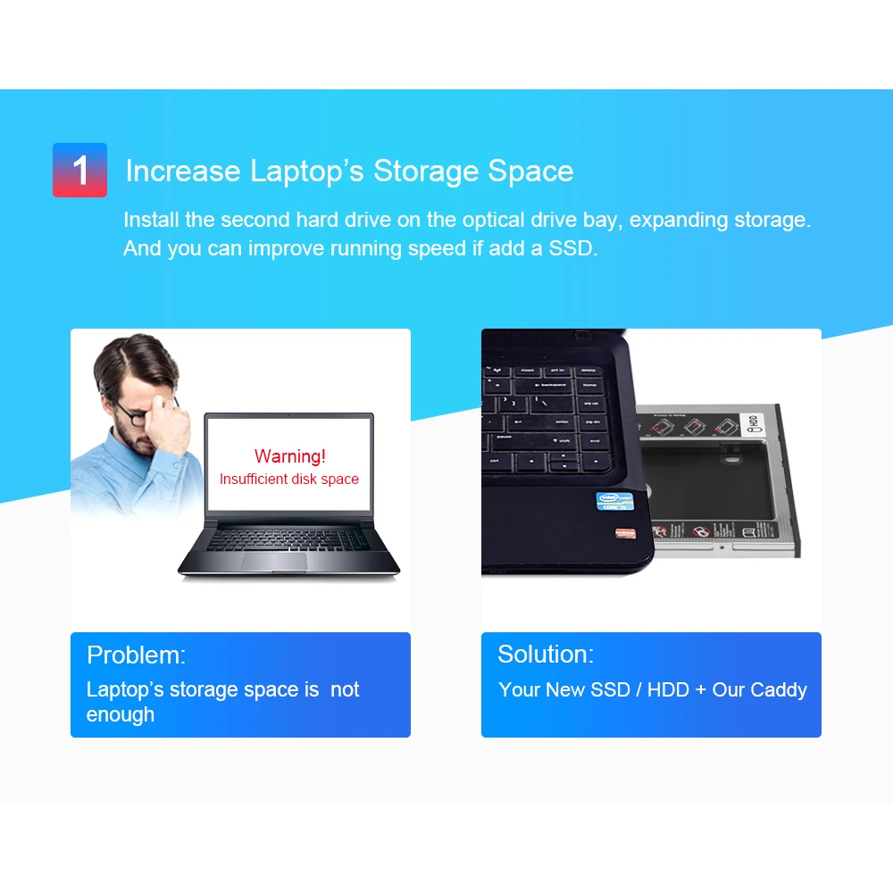 Подставка для второго жесткого диска из алюминиевого сплава 12 7 мм 2 5 дюймового