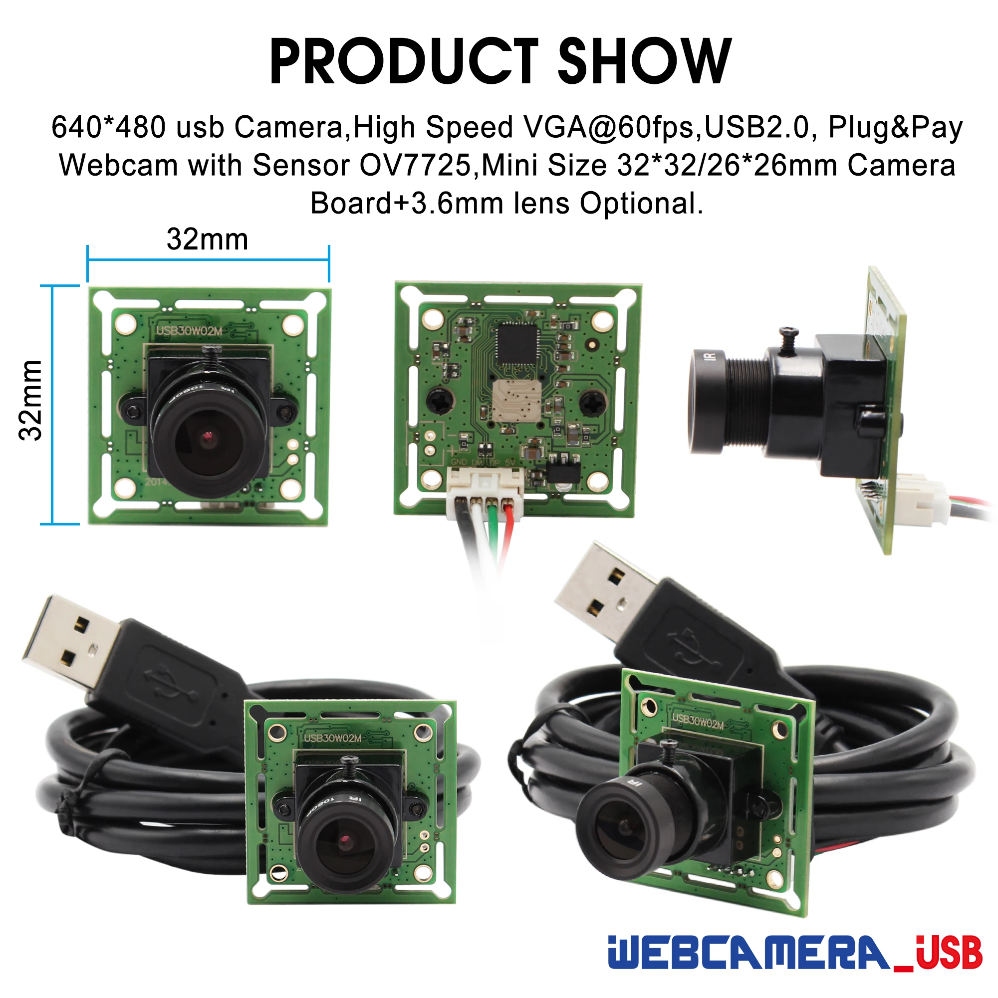 640*480P Модуль камеры 1/4 дюйма CMOS OV7725 USB 2 0 MJPEG 60fps мини плата usb маленький веб-камера