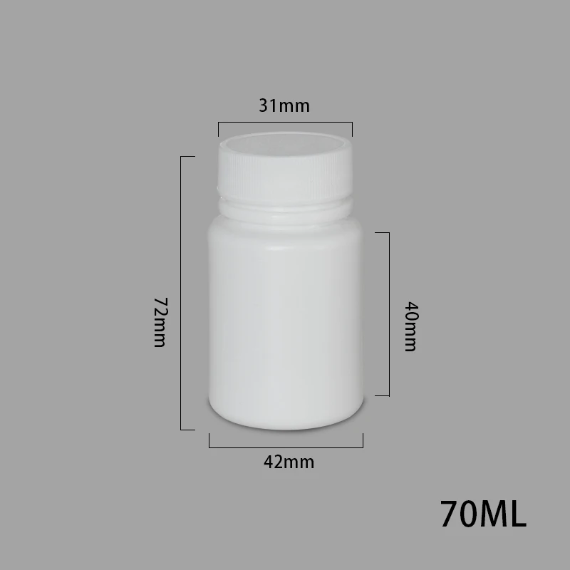 50 set of 70ML 50 шт 112 мл белая пластиковая Медицинская бутылка с защищающей от детей крышкой для капсул таблеток пищевого качества HDPE материала - Цвет: 50 set of 70ML