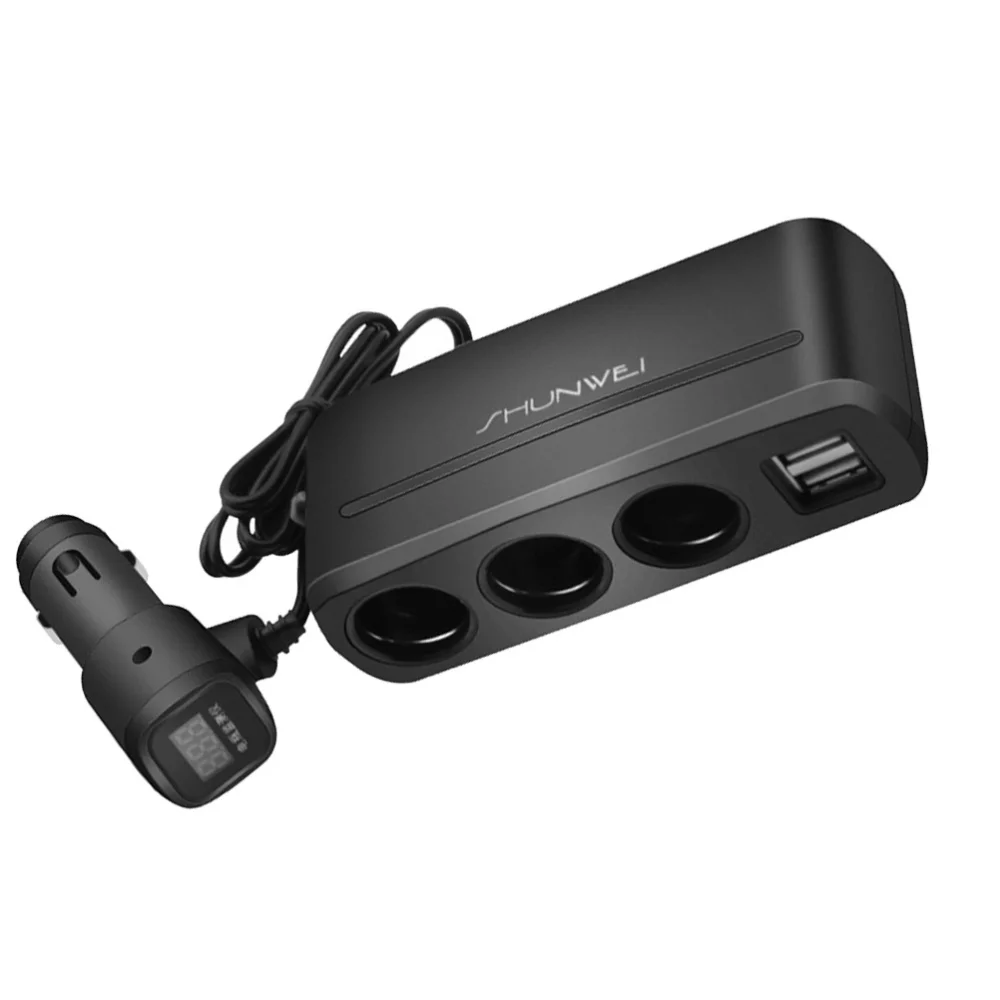 

Car Cigarette Lighter Splitter with USB Phone Charger and LED Voltage Display