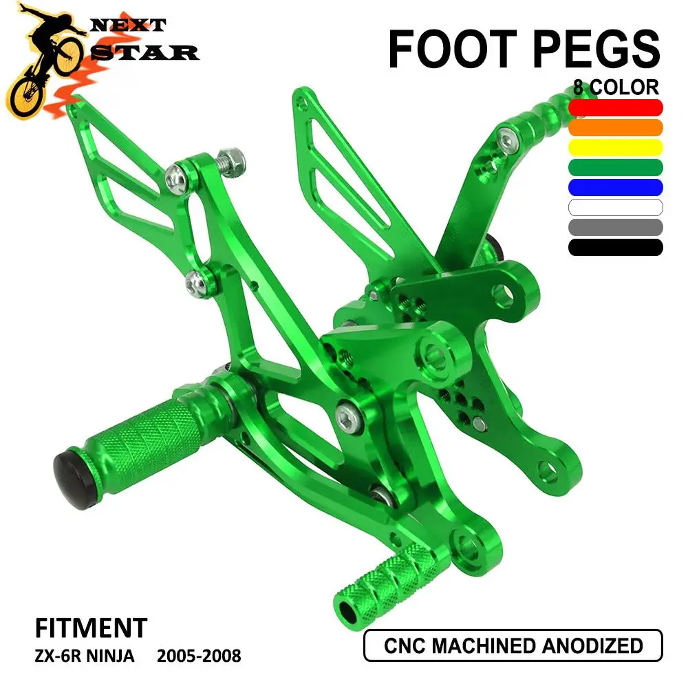 Регулируемые подножки для мотоциклов с ЧПУ педалей KAWASAKI NINJA ZX6R ZX 6R 2005 2006 2007