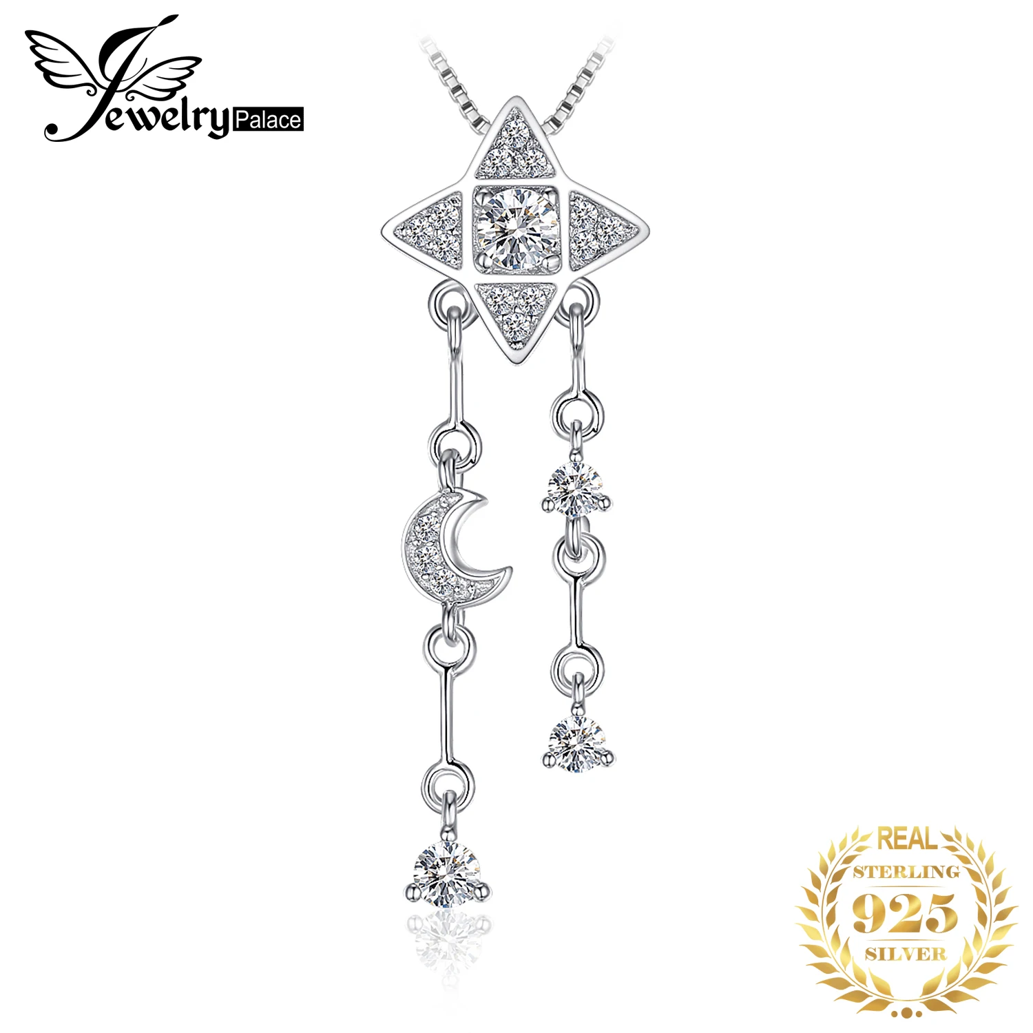JPalace Star Moon Silver Pendant Necklace 925 Sterling Choker Statement Women Jewelry Without Chain | Украшения и аксессуары