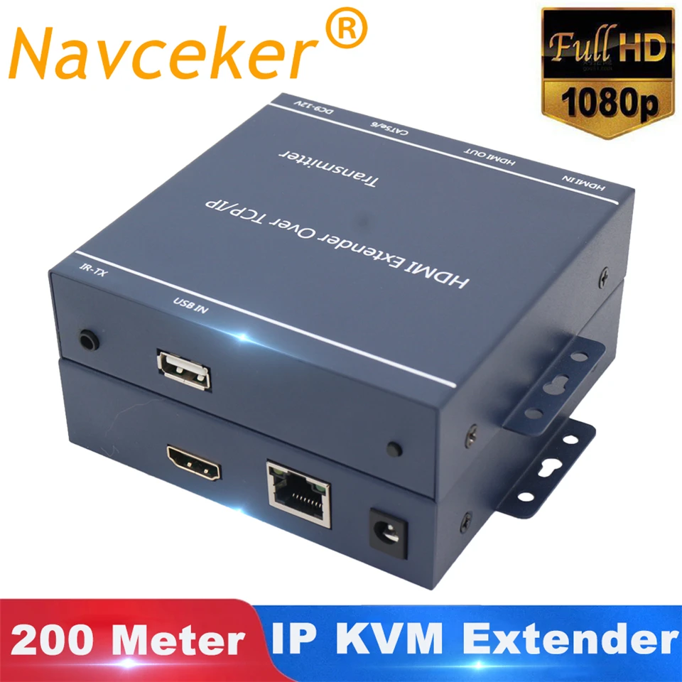 Navceker 200 м HDMI USB KVM удлинитель по IP сети передатчик приемник Cat5e/6 IR с петлей|ir hdmi|ir over