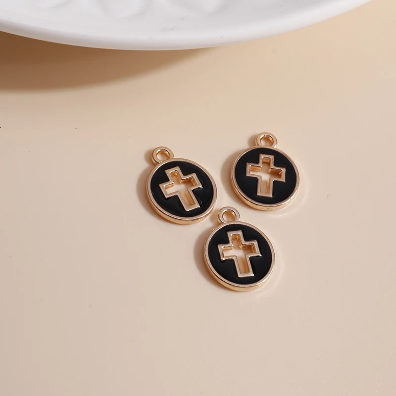 10 шт./лот 10*13 мм Полые Подвески с крестом сделай сам для ожерелий подвесок серег