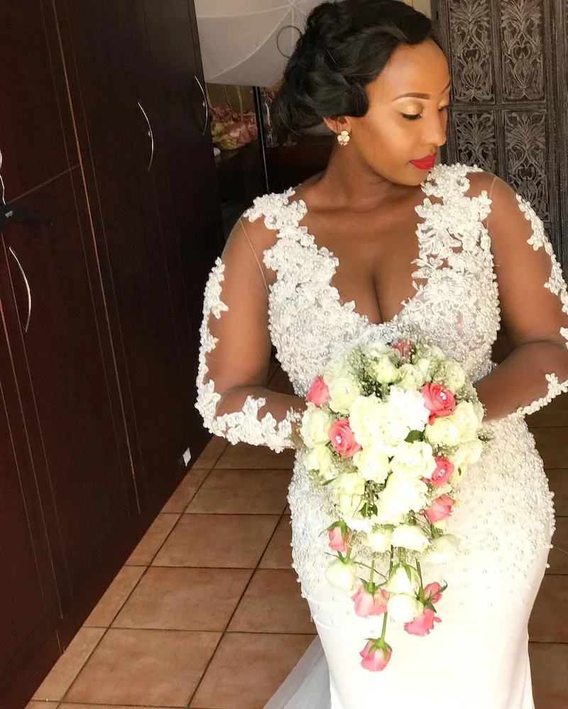 Vestido De Novia 2019 свадебное платье с юбкой-годе Кружевная аппликация жемчугом