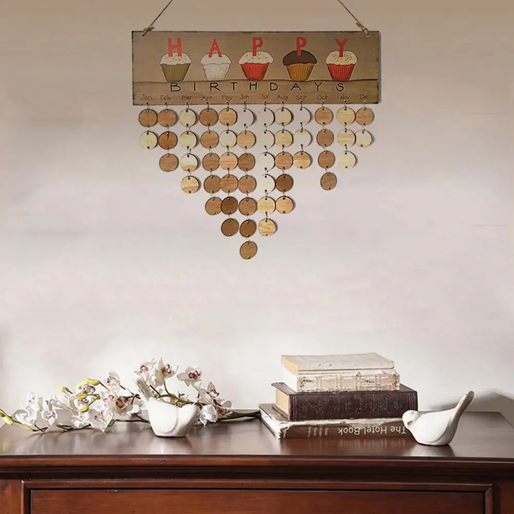 

Wood Birthday Calendar DIY Family Friends Birthday Calendar Sign Special Dates Planner Board Hanging Decoration Gift