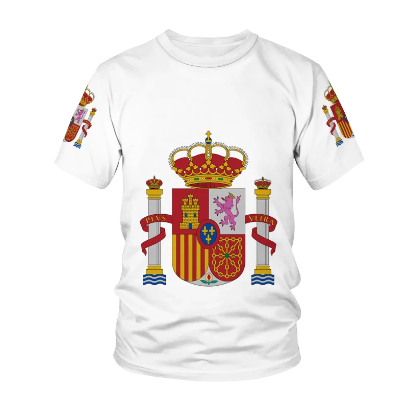 

2021 Men's Summer 3D T-Shirt Spanish Flag Print Short Sleeve Hip Hop Sports Breathable Fashion Versatile T-Shirt High Quality