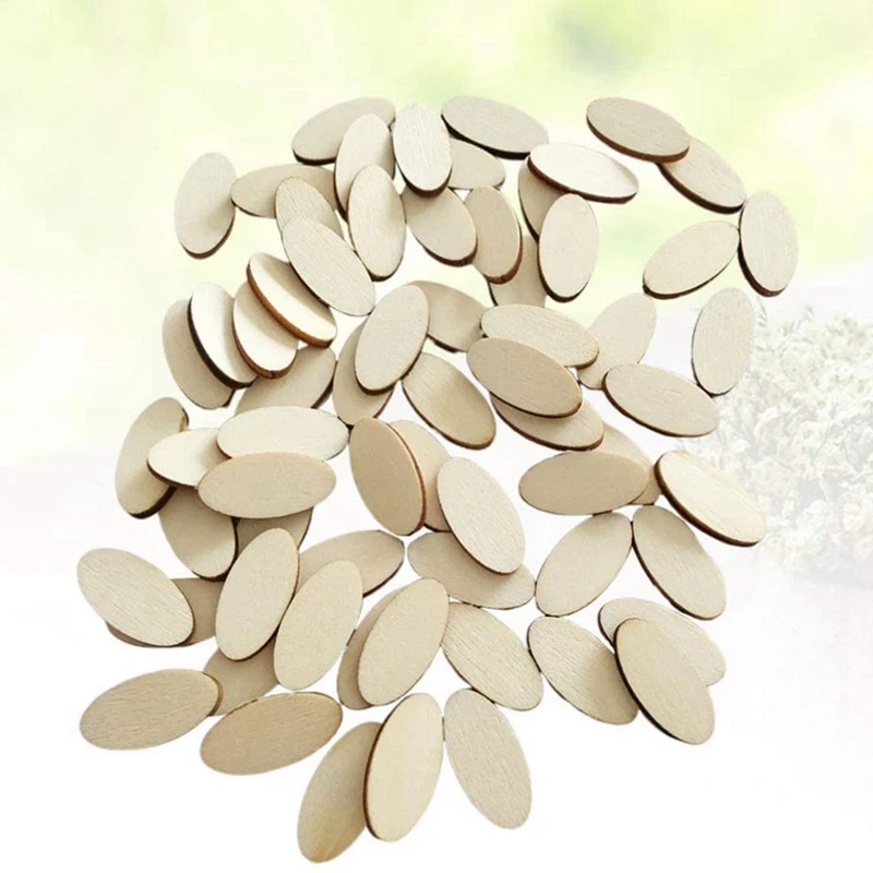 200Pcs Wooden Oval Slices Unfinished Slice For DIY Craft Paint Christmas Decor Centerpiece Gift Tag | Дом и сад