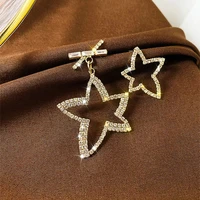 ustar bling crystal stars drop earring for women full rhinestone asymmetric dangle earring statement fashion party jewelry gifts