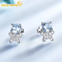 sace gems new zircon fashion earrings s925 sterling silver eardrop female sky blue topaz butterfly crystals ear studs jewelry