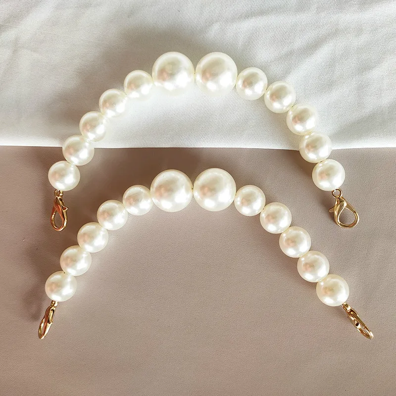 

1 Pcs Pearl Beaded Short Bag Straps 24cm Short Shoulder Belt Purse Handle Diy Chain Bag Accessories women cute bead chain