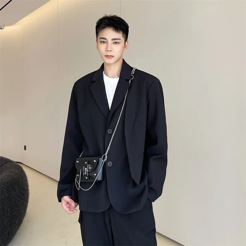 Мужской Костюмный пиджак на весну и осень классическое темно-синее